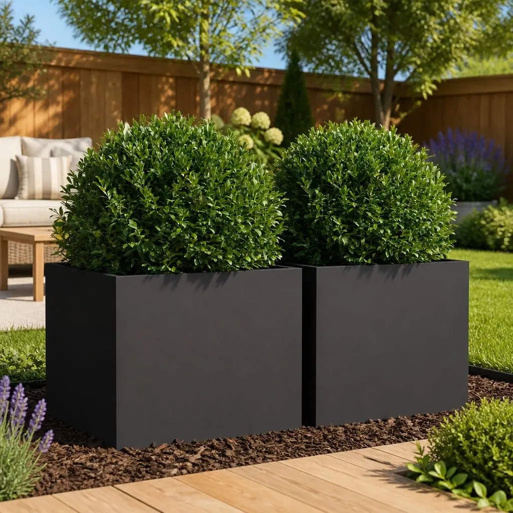 Steel Planters for Garden Black 32x30x29 cm 2 Piece