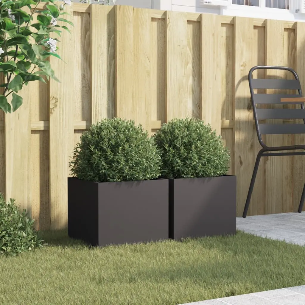 Steel Planters for Garden Black 32x30x29 cm 2 Piece