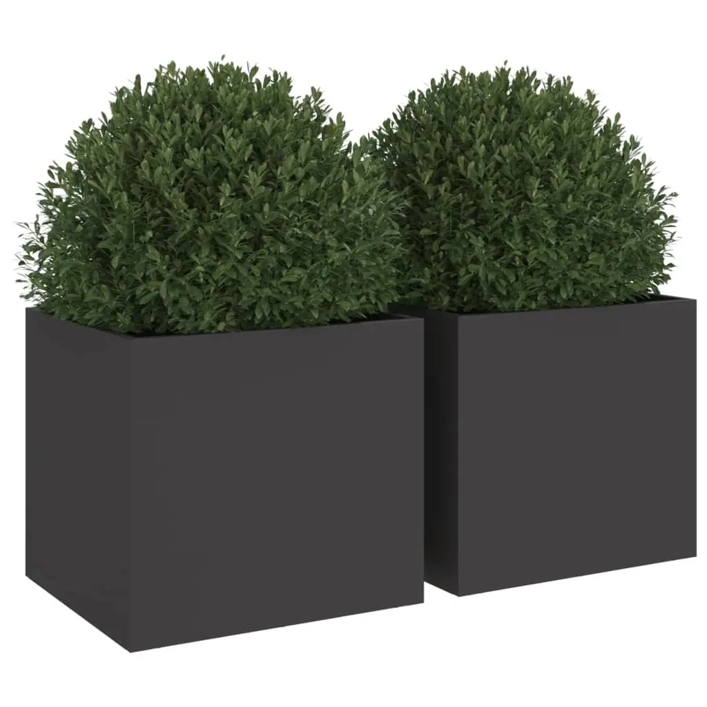 Steel Planters for Garden Black 32x30x29 cm 2 Piece