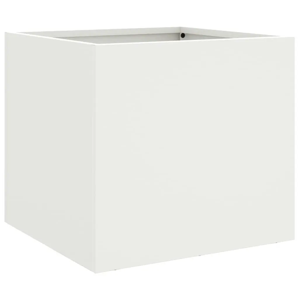 Steel Garden Planters Outdoor Raised Flower Beds 32 x 30 x 29 cm 2 Piece White Decor