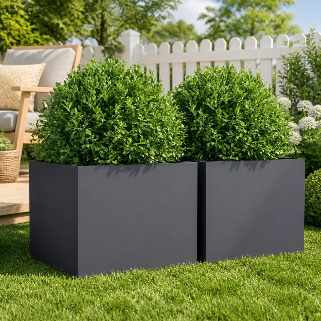 Steel Garden Planters for Patio 32x30x29 cm Anthracite