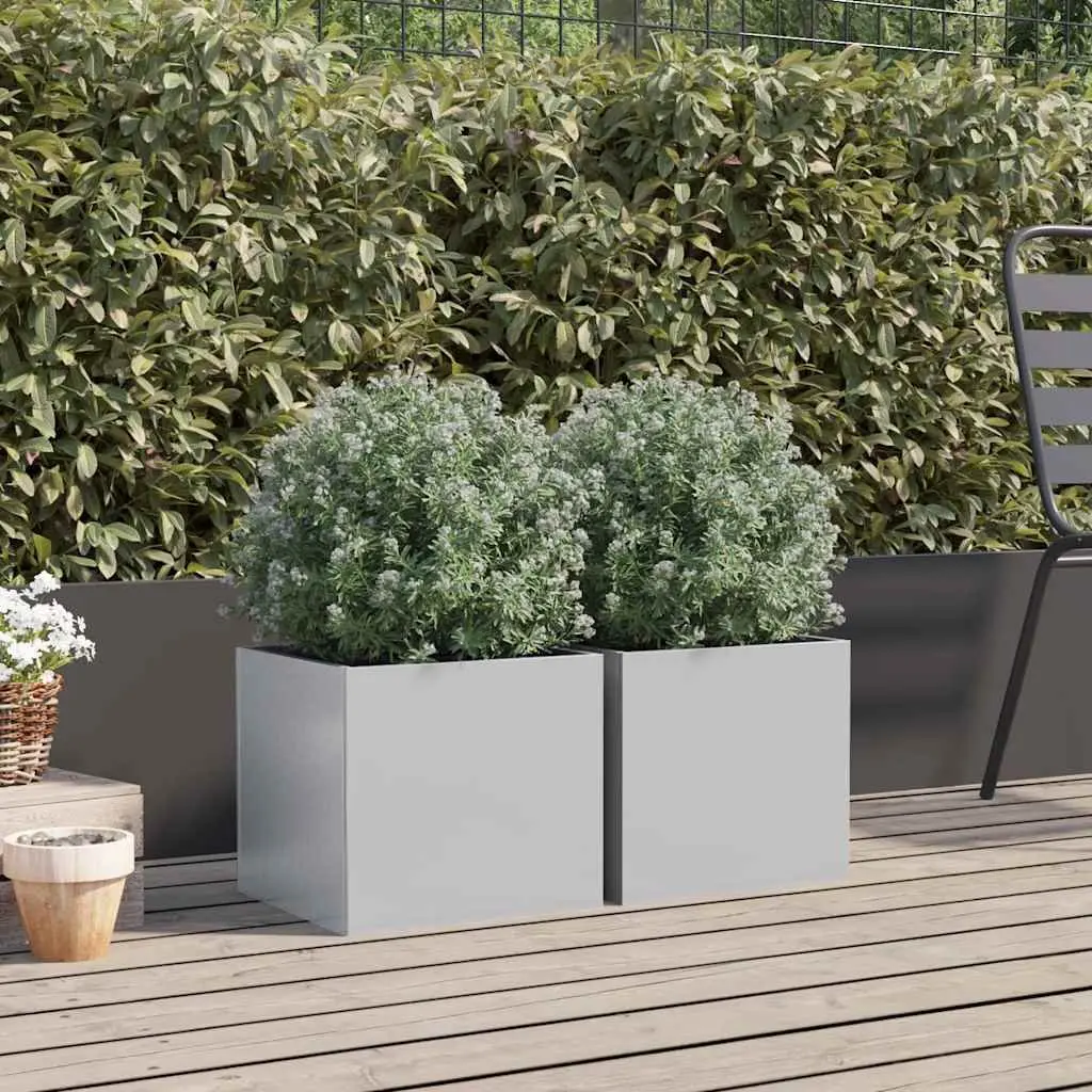 2 Silver Garden Planters, 32x30x29 cm