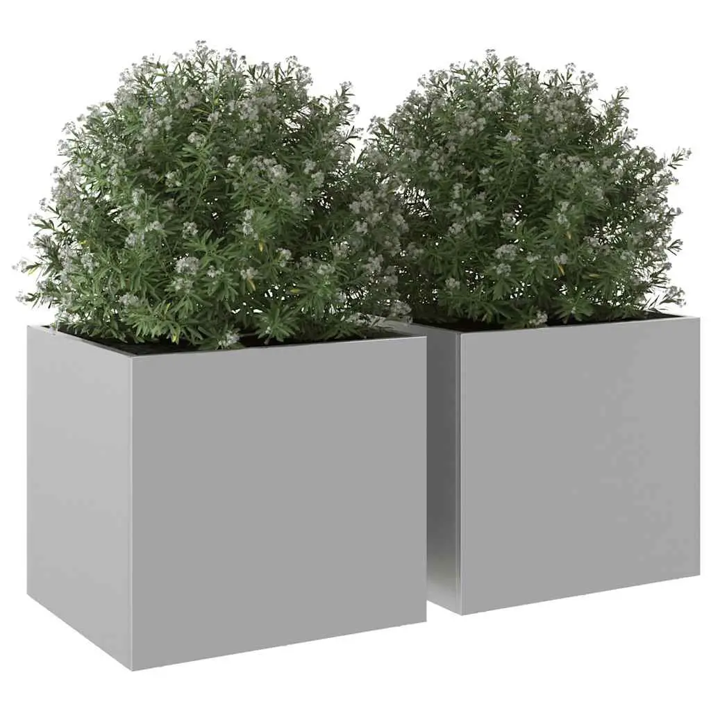 2 Silver Garden Planters, 32x30x29 cm