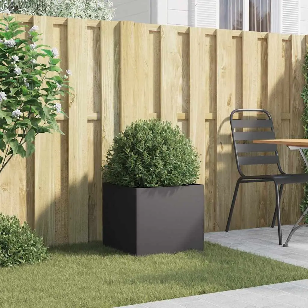 Planter Box Black Steel Garden Flower Pot Outdoor Decorative Container