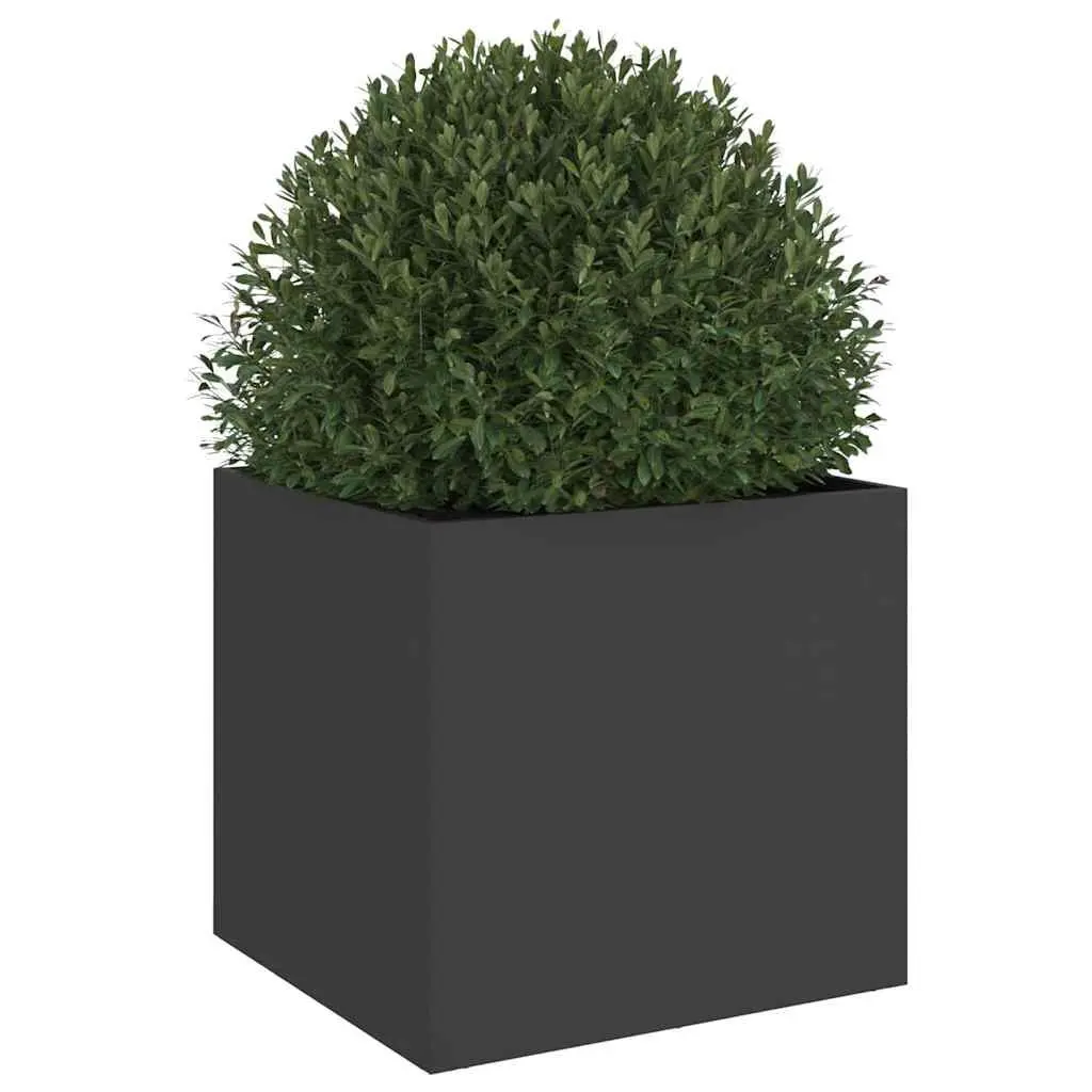 Planter Box Black Steel Garden Flower Pot Outdoor Decorative Container
