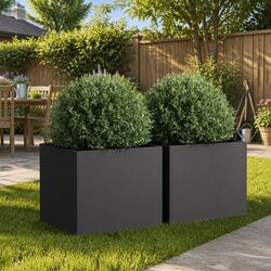 Steel Garden Flower Boxes - Set of 2 in Black