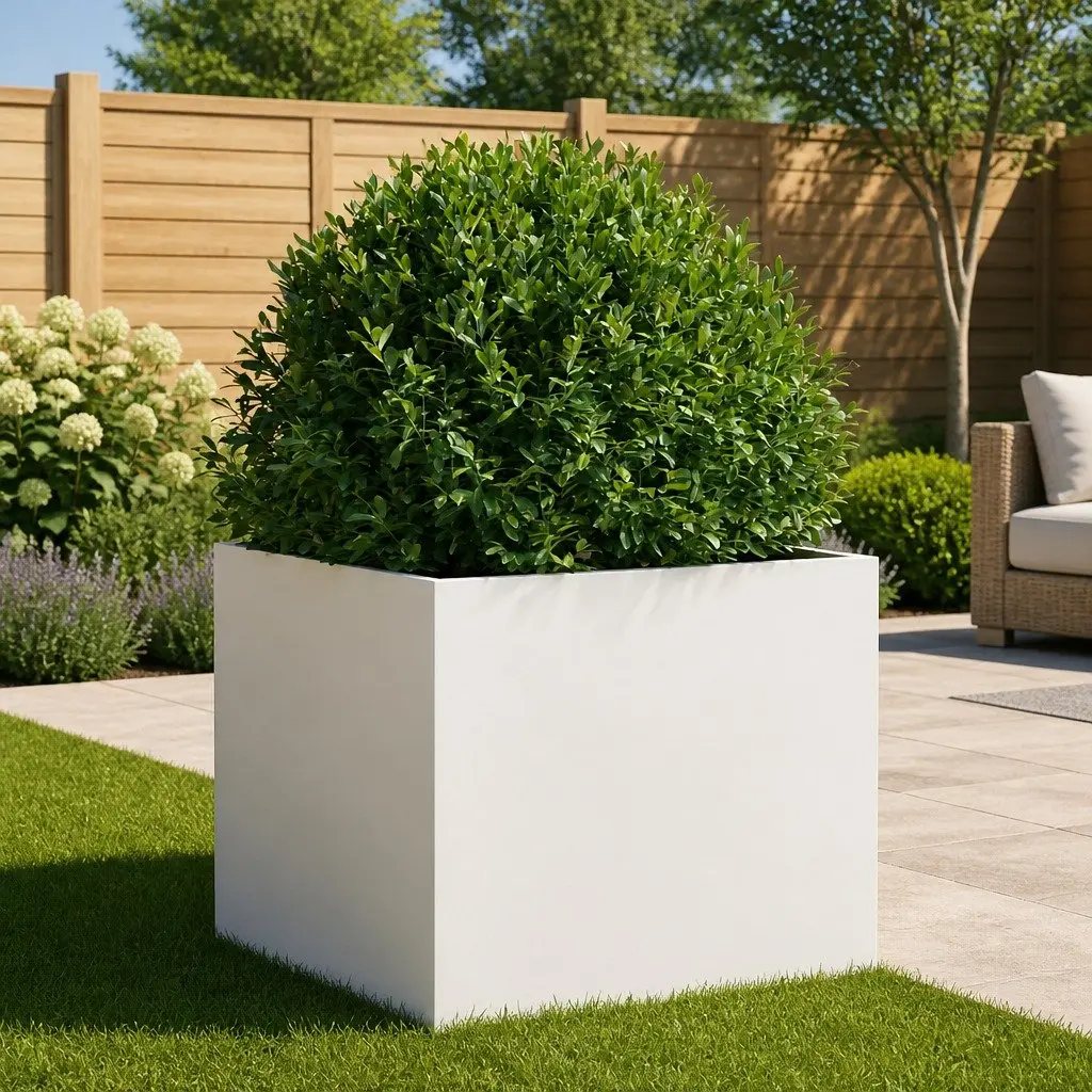 White Steel Raised Planter