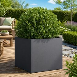Anthracite Steel Planter Box - 42 x 40 x 39 cm Dimensions