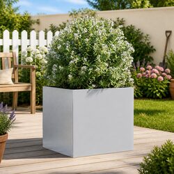 Galvanised Steel Planter with Dimensions 42 x 40 x 39 cm