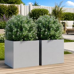 Galvanised Steel Planters 42x40x39cm – Set of 2 Durable Pots