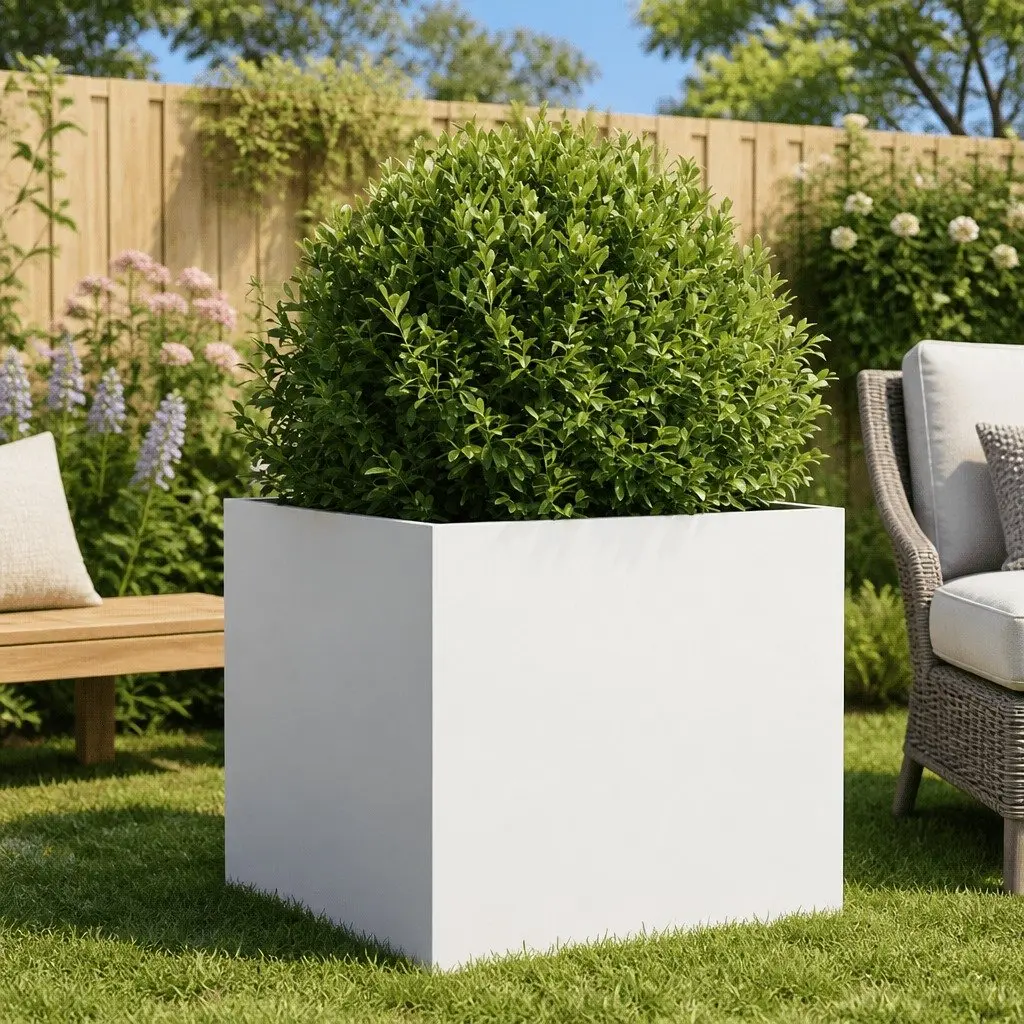 Raised Garden Planter Box Outdoor 49L x 47W x 46H cm White Steel Frame