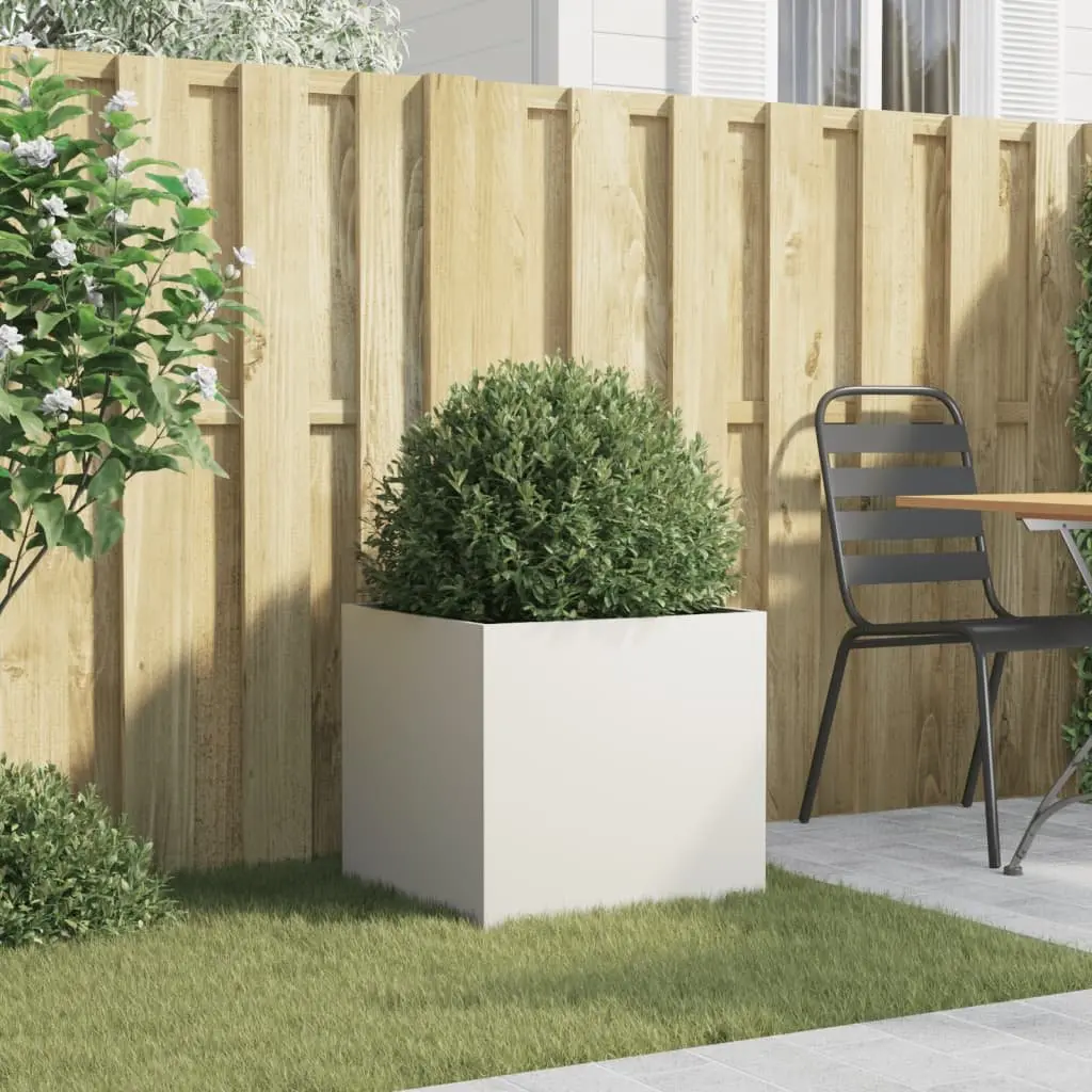 Raised Garden Planter Box Outdoor 49L x 47W x 46H cm White Steel Frame