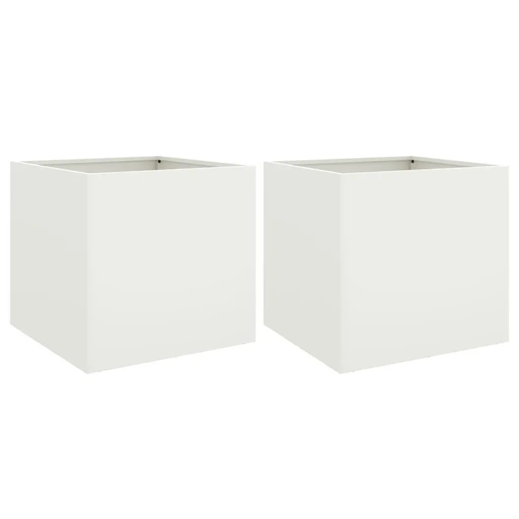Steel Planters Outdoor 49x47x46 cm 2 Piece Garden Raised Bed Flower Box