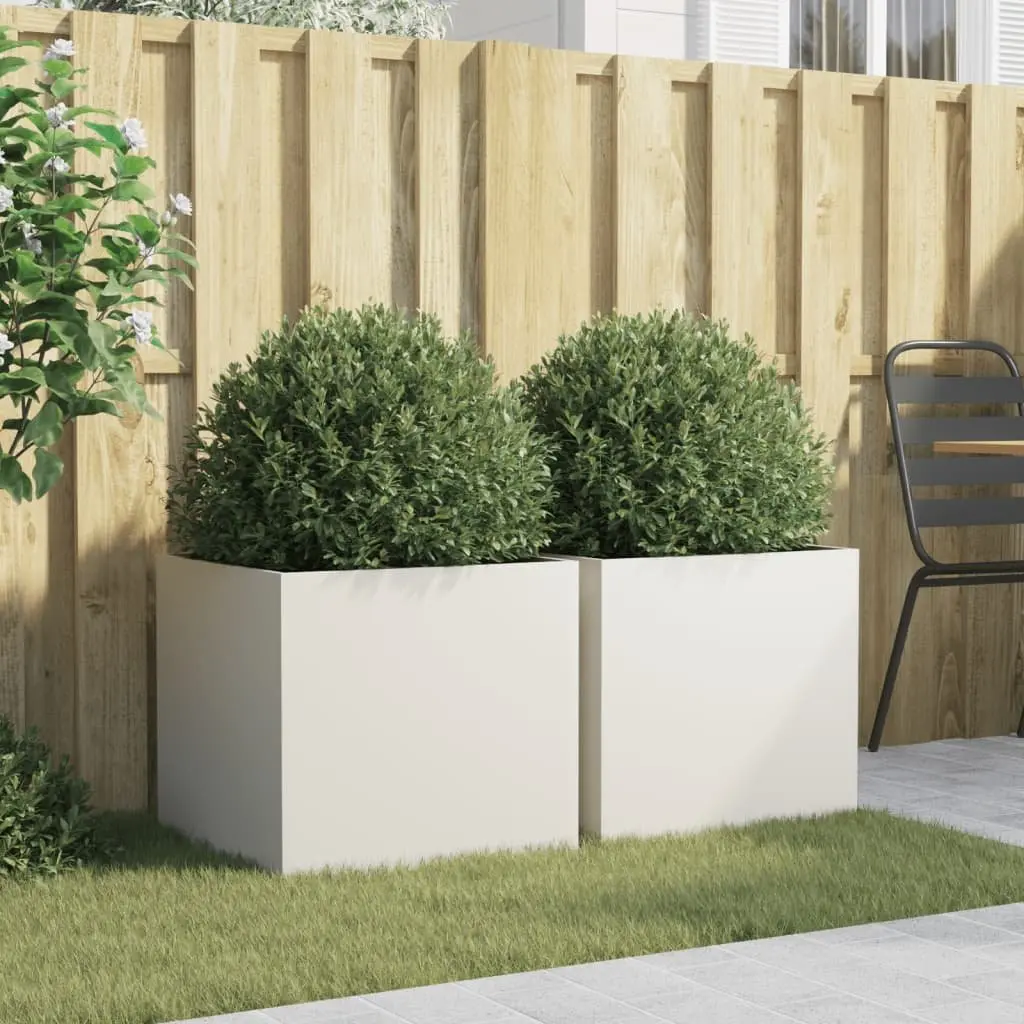 Steel Planters Outdoor 49x47x46 cm 2 Piece Garden Raised Bed Flower Box
