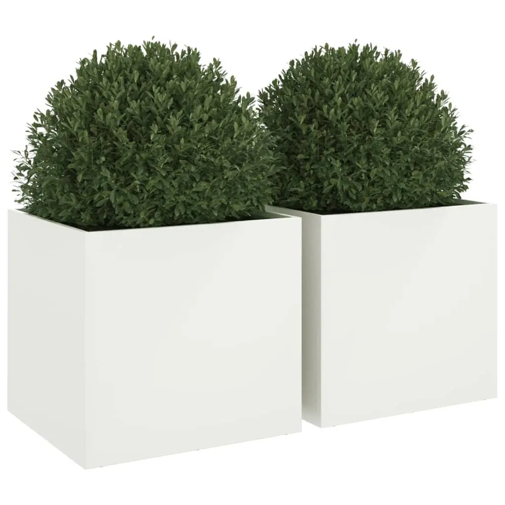 Steel Planters Outdoor 49x47x46 cm 2 Piece Garden Raised Bed Flower Box