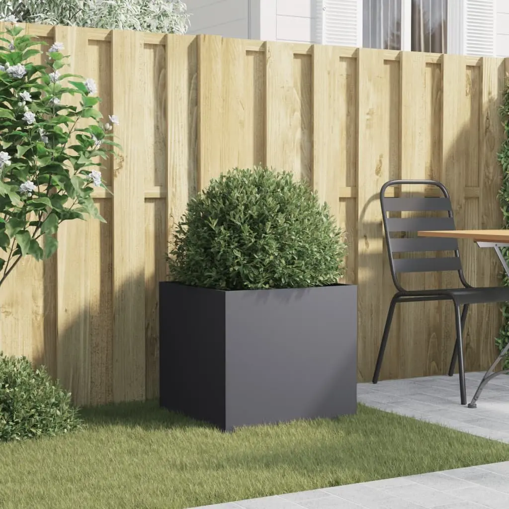 Steel Planter Anthracite Colour Garden Raised Bed Outdoor 49 x 47 x 46 cm