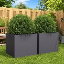Garden Planters 2 pcs Anthracite Raised Beds Steel Frame Outdoor Flower Boxes