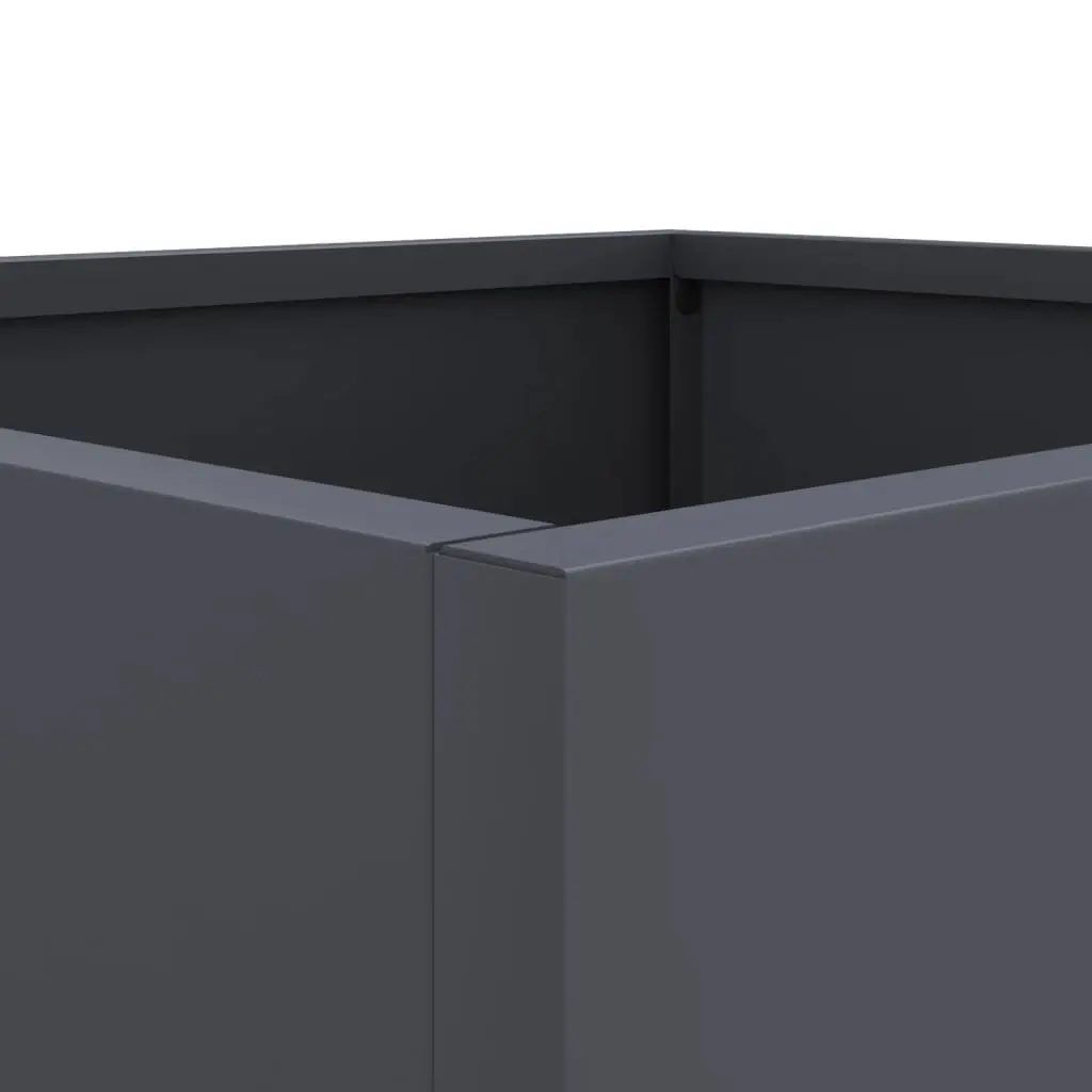 Garden Planters 2 pcs Anthracite Raised Beds Steel Frame Outdoor Flower Boxes