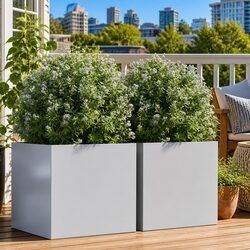 Garden Planters - 2 pcs Silver Galvanised Steel 49x47x46 cm