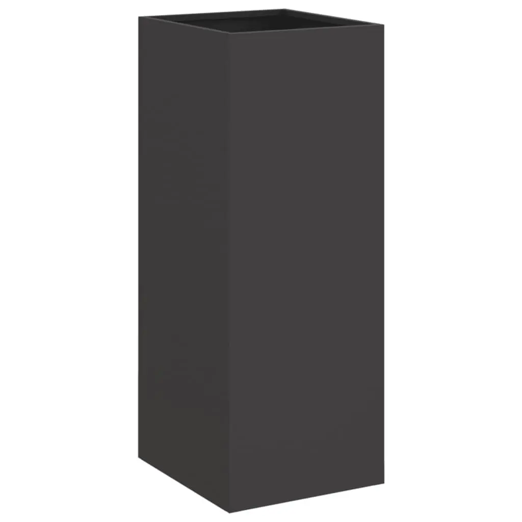 Black Steel Planter Outdoor Patio Balcony Flower Box 32 x 29 x 75 cm