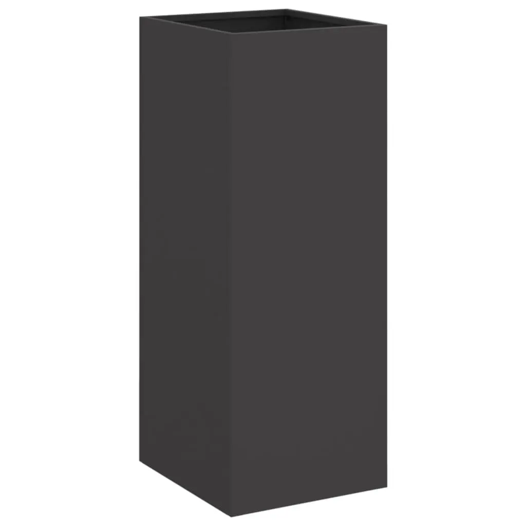 Black Steel Planter Outdoor Patio Balcony Flower Box 32 x 29 x 75 cm