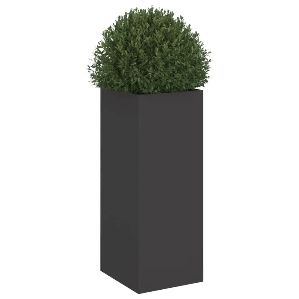 Black Steel Planter Outdoor Patio Balcony Flower Box 32 x 29 x 75 cm