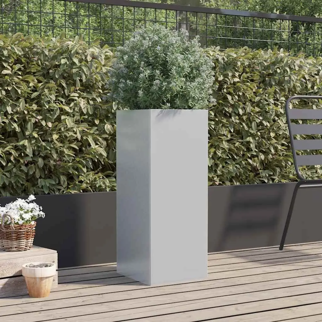 Garden Planter Silver Galvanised Steel Raised Bed Outdoor Patio Flower Box
