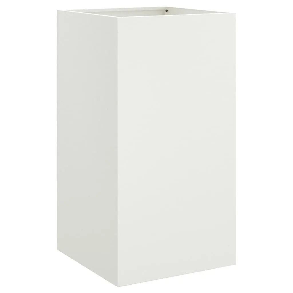 Steel Planter Outdoor Garden Flower Box White 42 x 38 x 75 cm