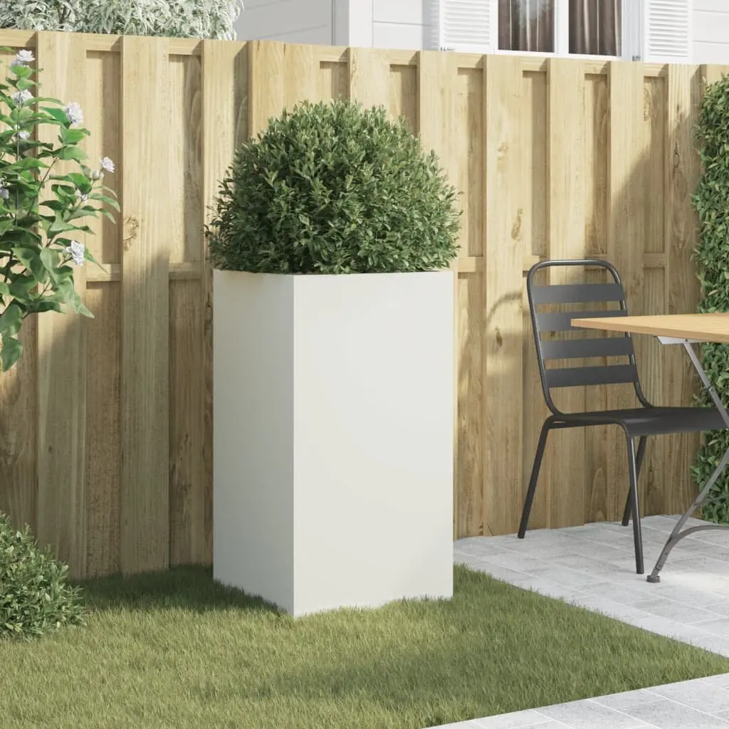 Steel Planter Outdoor Garden Flower Box White 42 x 38 x 75 cm