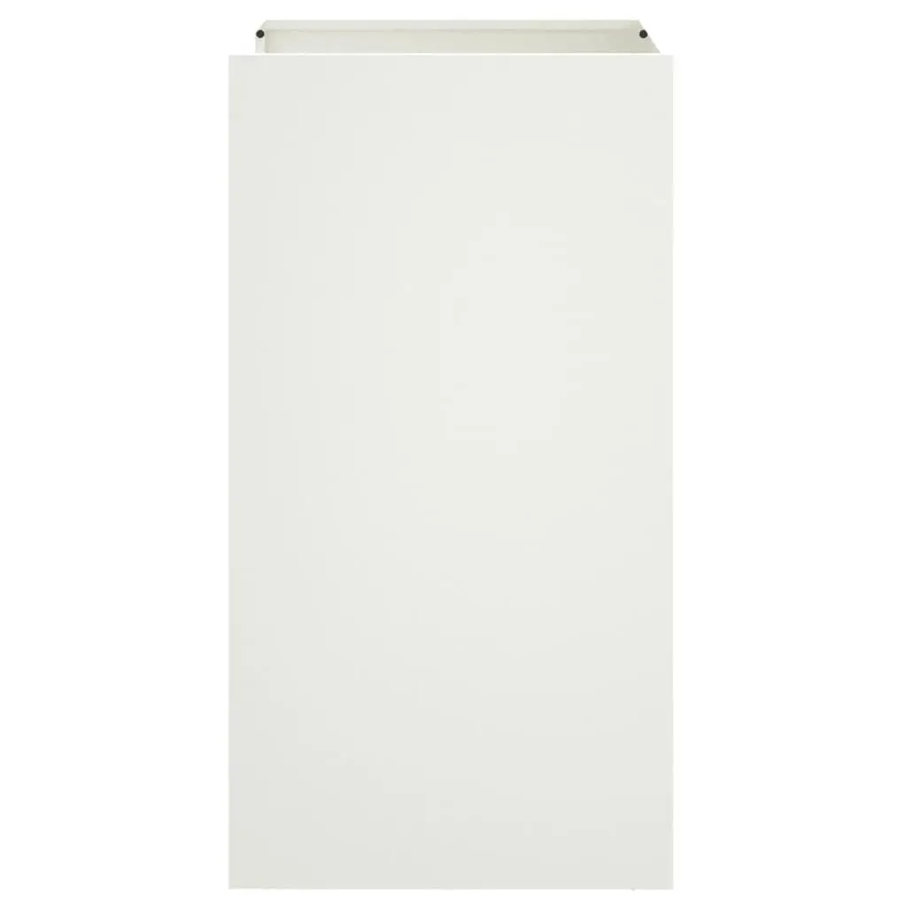Steel Planter Outdoor Garden Flower Box White 42 x 38 x 75 cm