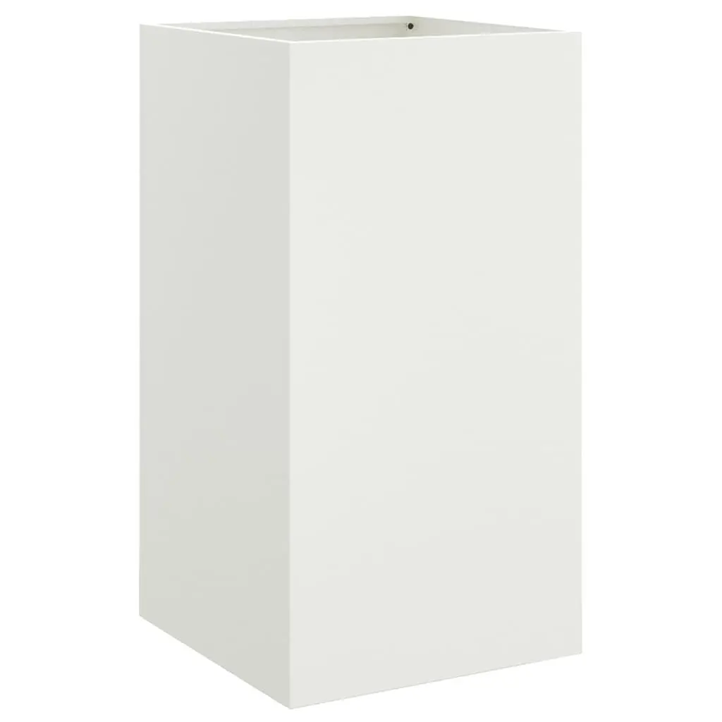 Steel Planter Outdoor Garden Flower Box White 42 x 38 x 75 cm