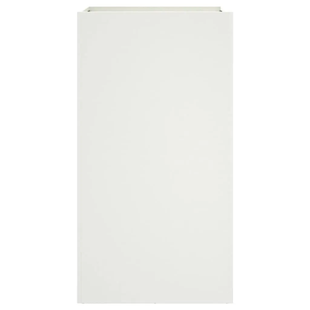 Steel Planter Outdoor Garden Flower Box White 42 x 38 x 75 cm