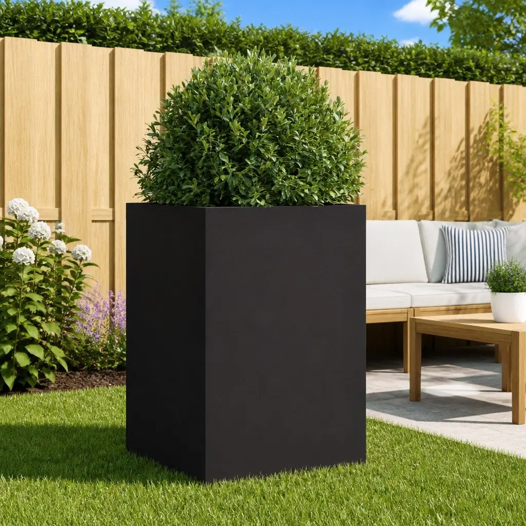 Black Steel Planter Box Garden Raised Bed Flower Container Outdoor Decor
