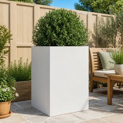 White Steel Planter Raised Flower Bed Garden Decorative Pot Box Outdoor Indoor