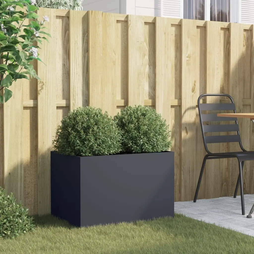 Steel Planter for Garden 62x40x39 cm Anthracite Raised Flower Bed Container Box