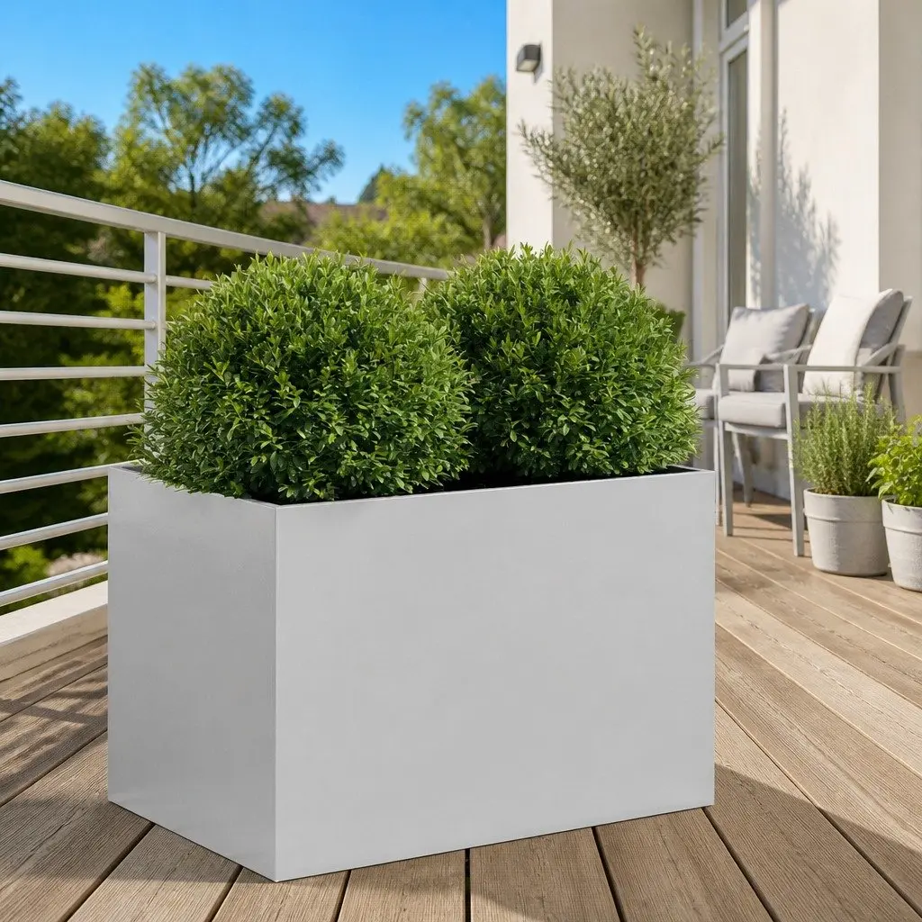 Galvanised Steel Planter Garden Raised Flower Box Silver 62x40x39 cm