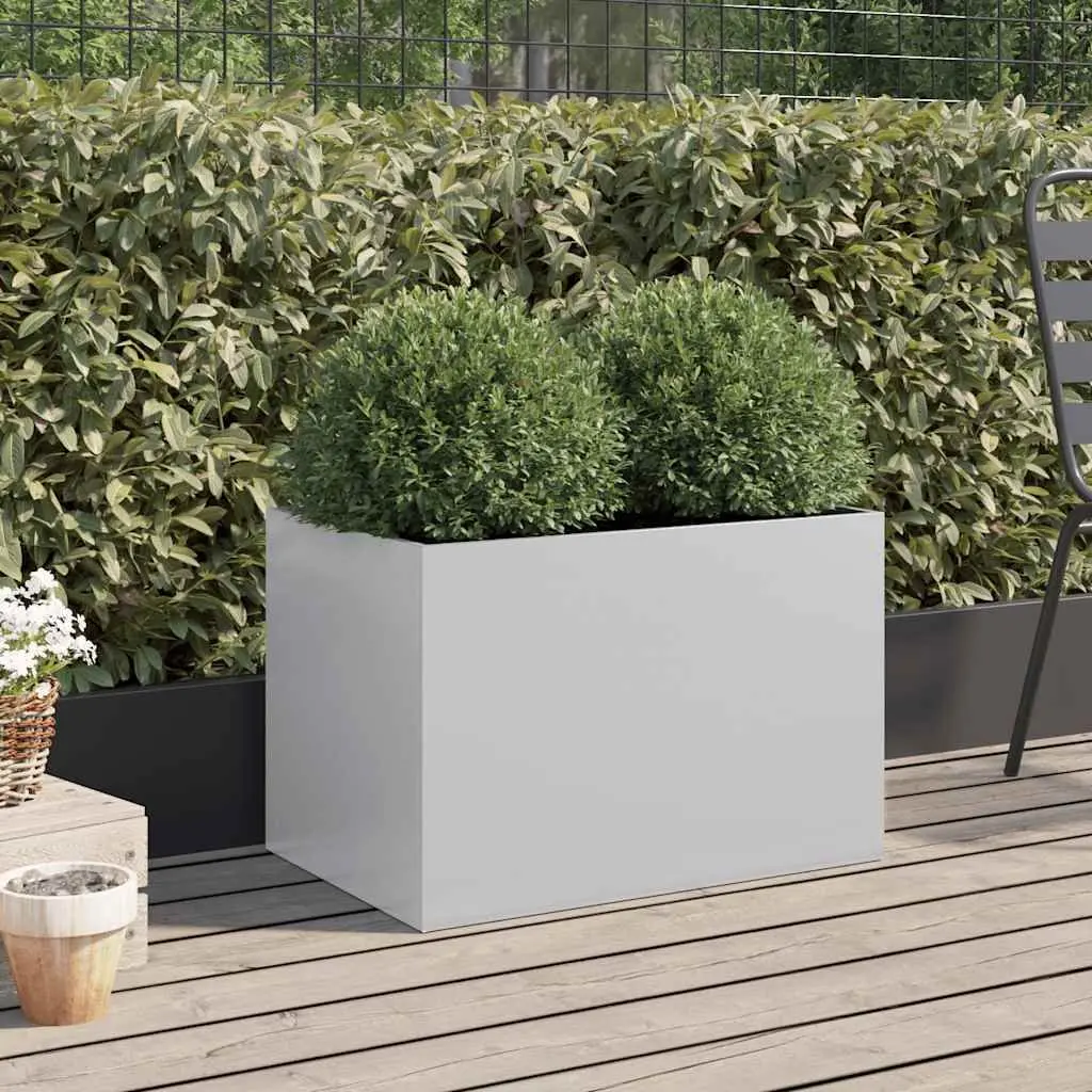 Galvanised Steel Planter Garden Raised Flower Box Silver 62x40x39 cm