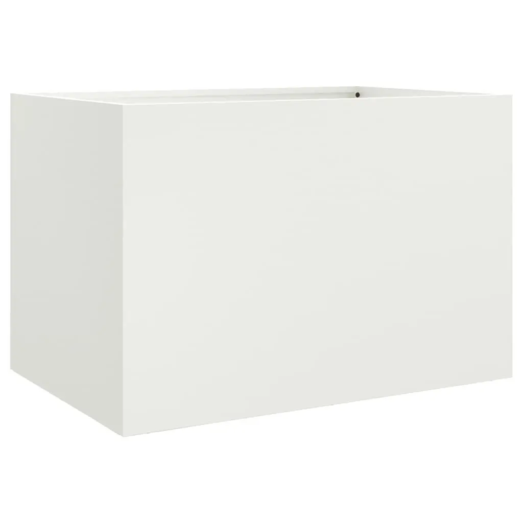 Steel Planter Outdoor Garden Bed White 62 x 47 x 46 cm