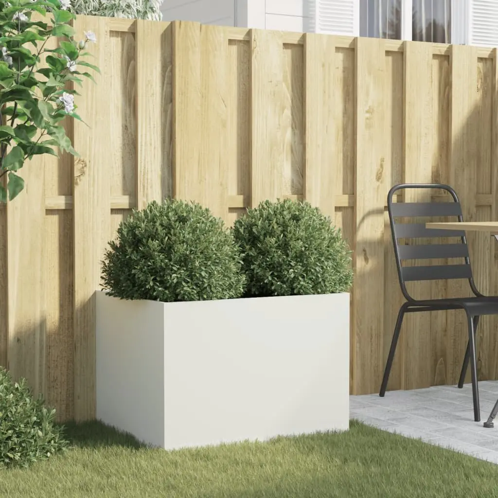 Steel Planter Outdoor Garden Bed White 62 x 47 x 46 cm