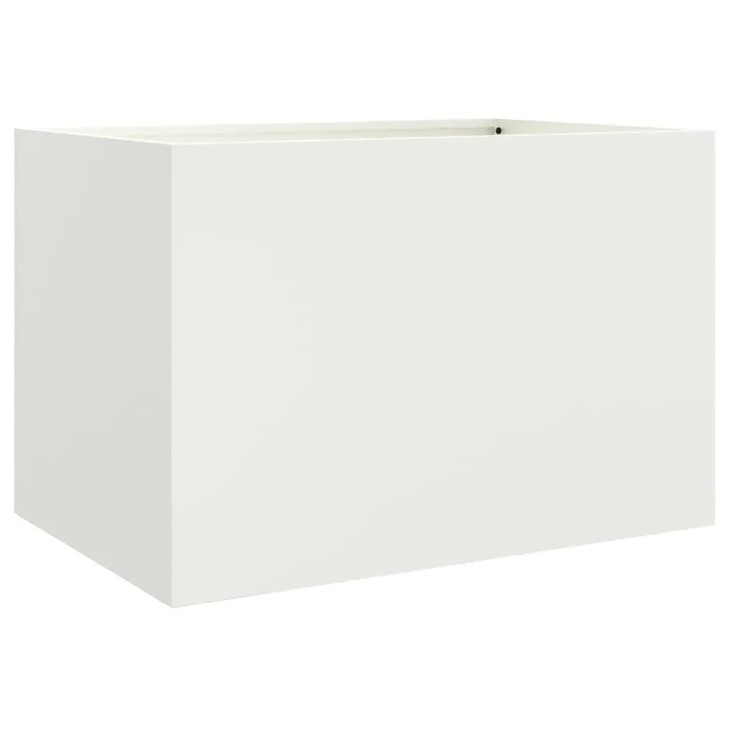 Steel Planter Outdoor Garden Bed White 62 x 47 x 46 cm