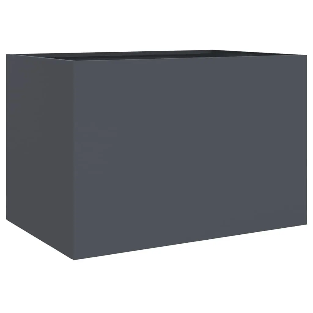 Steel Planter Outdoor Patio 62 x 47 x 46 cm Anthracite Raised Garden Bed Flower Box Decor