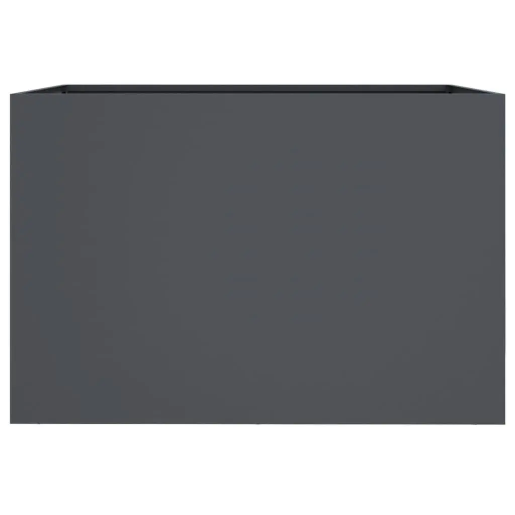 Steel Planter Outdoor Patio 62 x 47 x 46 cm Anthracite Raised Garden Bed Flower Box Decor