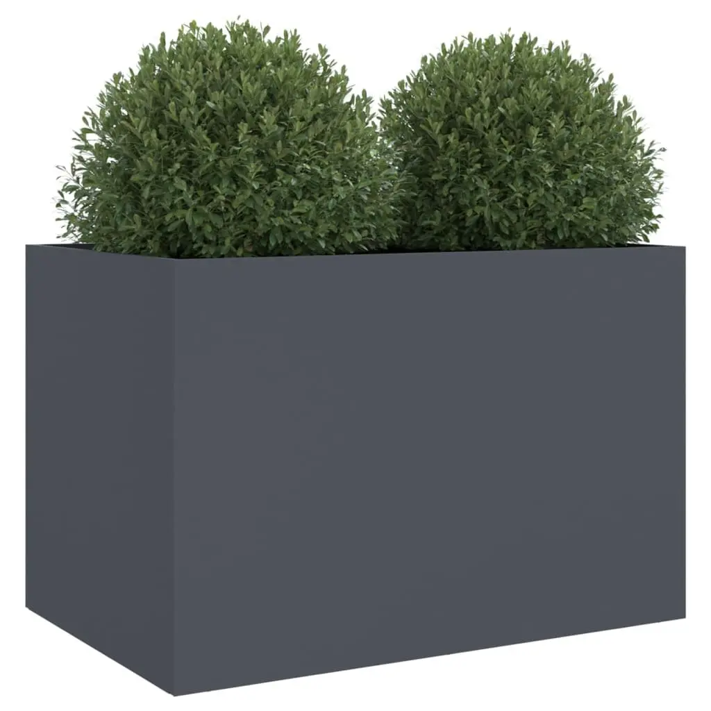 Steel Planter Outdoor Patio 62 x 47 x 46 cm Anthracite Raised Garden Bed Flower Box Decor