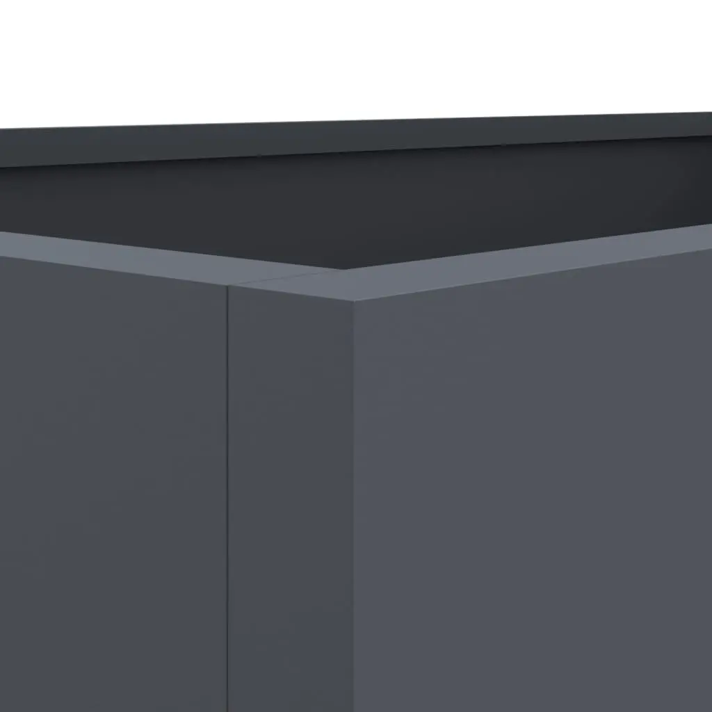 Steel Planter Outdoor Patio 62 x 47 x 46 cm Anthracite Raised Garden Bed Flower Box Decor