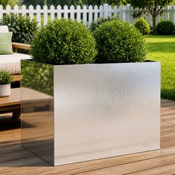 Raised Garden Planter Silver Stainless Steel Flower Box Pot Large Outdoor