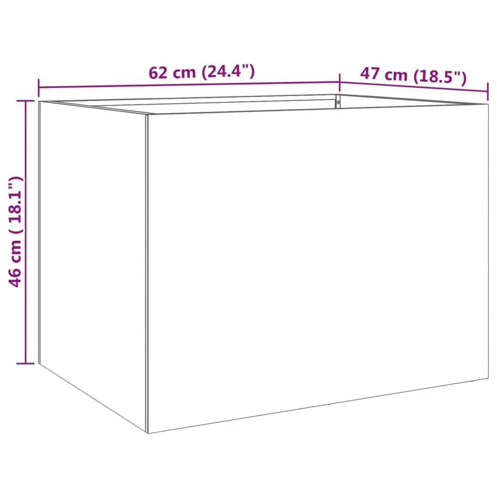 Raised Garden Planter Outdoor Silver Stainless Steel Large 62L x 47W x 46H cm