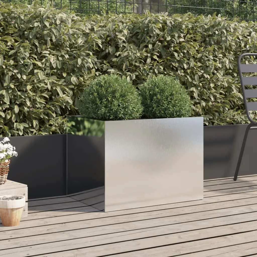 Raised Garden Planter Outdoor Silver Stainless Steel Large 62L x 47W x 46H cm