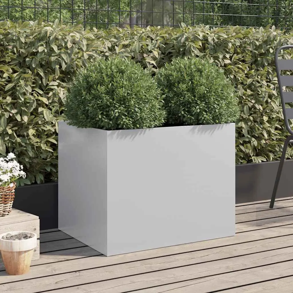 Galvanised Steel Planter Outdoor Garden Patio Flower Box 62 x 47 x 46 cm