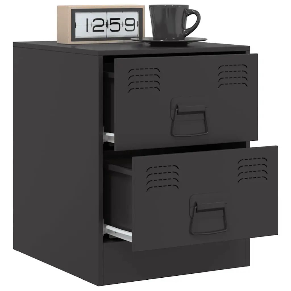 Bedside Cabinets 2 pcs Black Storage Tables Bedroom Nightstand Furniture Set