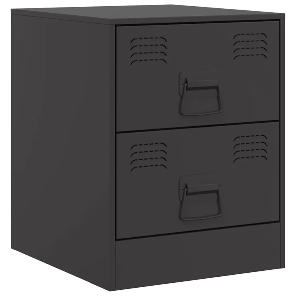 Bedside Cabinets 2 pcs Black Storage Tables Bedroom Nightstand Furniture Set